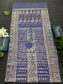 Deep purple exclusive halfsilk jamdani saree with golden silver & copper jori work