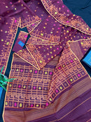 Bitrut colour cotton jamdani saree with yellow orange and pink threads work & blouse piece.