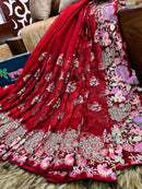 Maroon Muslin Saree