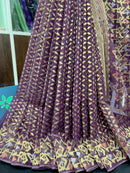 Dark bitrut dual toned exclusive halfsilk jamdani saree with golden silver & copper jori work