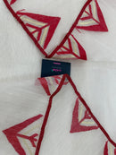 White Jamdani Saree With Red Paar.