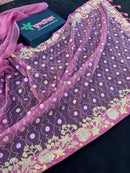 Pink Muslin Saree