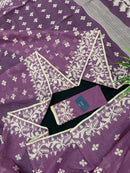Onion cotton jamdani saree with yellowish threads work all over work.