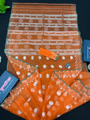 Orange Original Handloom Halfsilk Dhakai Jamdani Saree
