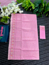 Light pink halfsilk jamdani saree with golden silver and copper jori work