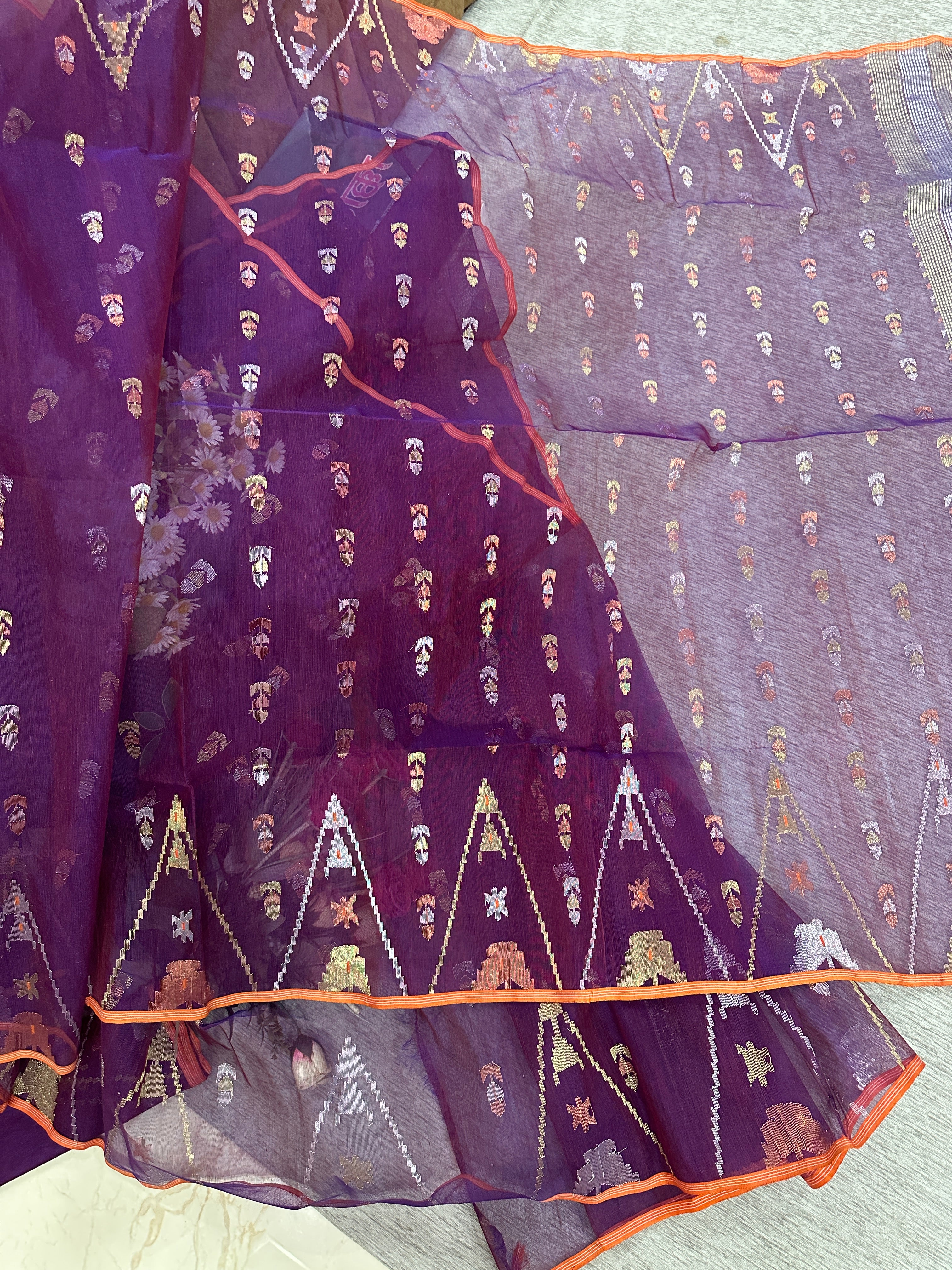 Purple jamdani