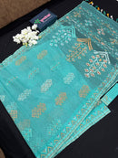 Ice blue exclusive halfsilk jamdani saree all over threads work