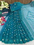 Sea green jamdani
