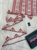 White Jamdani Saree With Red Paar.