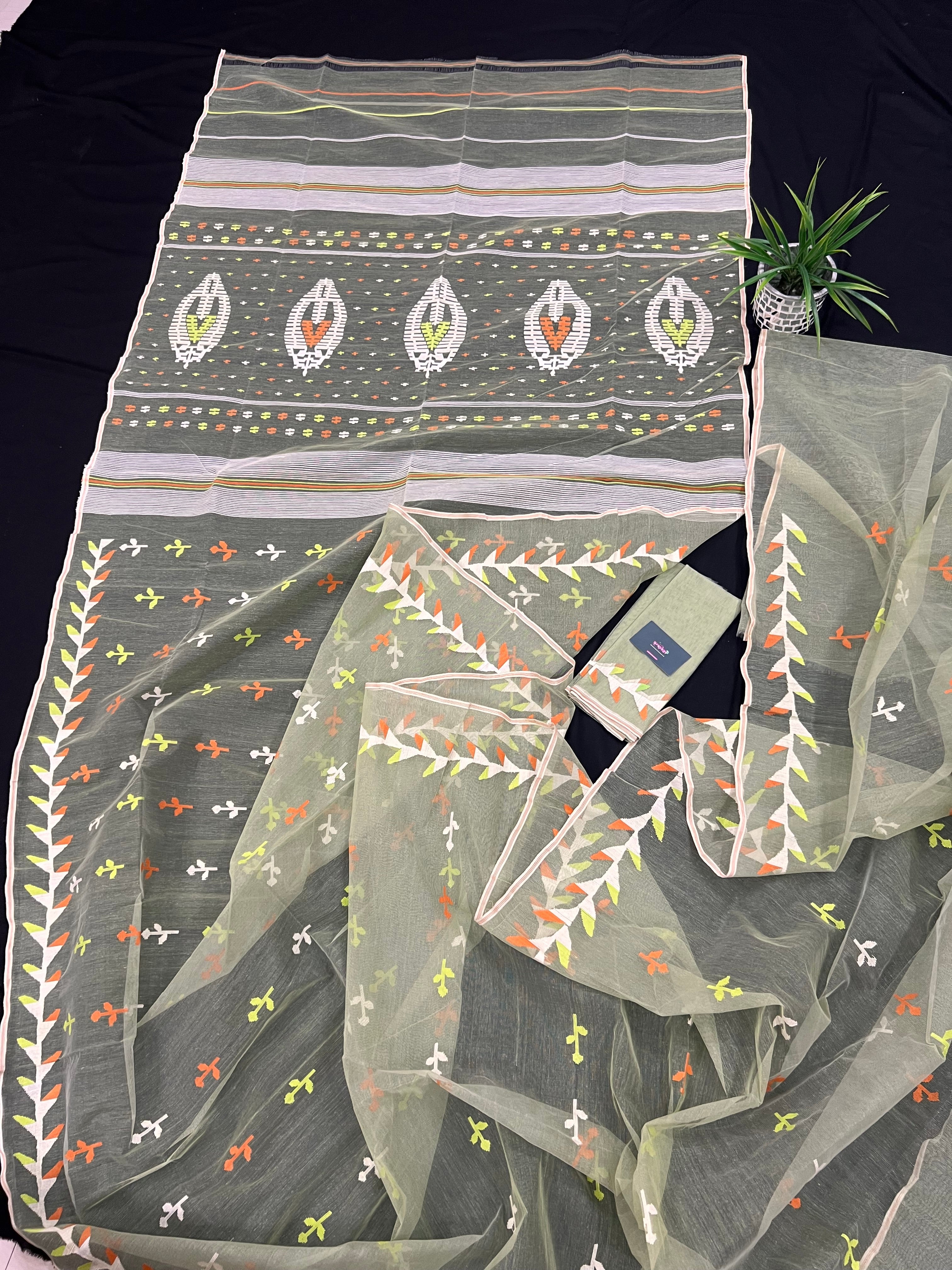 SOFT OLIVE JAMDANI