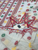 White multi cotton jamdani saree