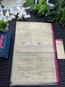 Pearl golden halfsilk jamdani saree with golden silver & copper jori work