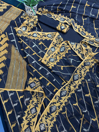 Black cotton jamdani saree with yellow threads work and Silver jori work & blouse piece.