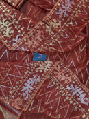 Brown reshom halfsilk jamdani saree with golden silver & copper jori work.