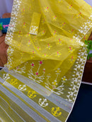Yellow Jamdani Saree Is Expertly Crafted.