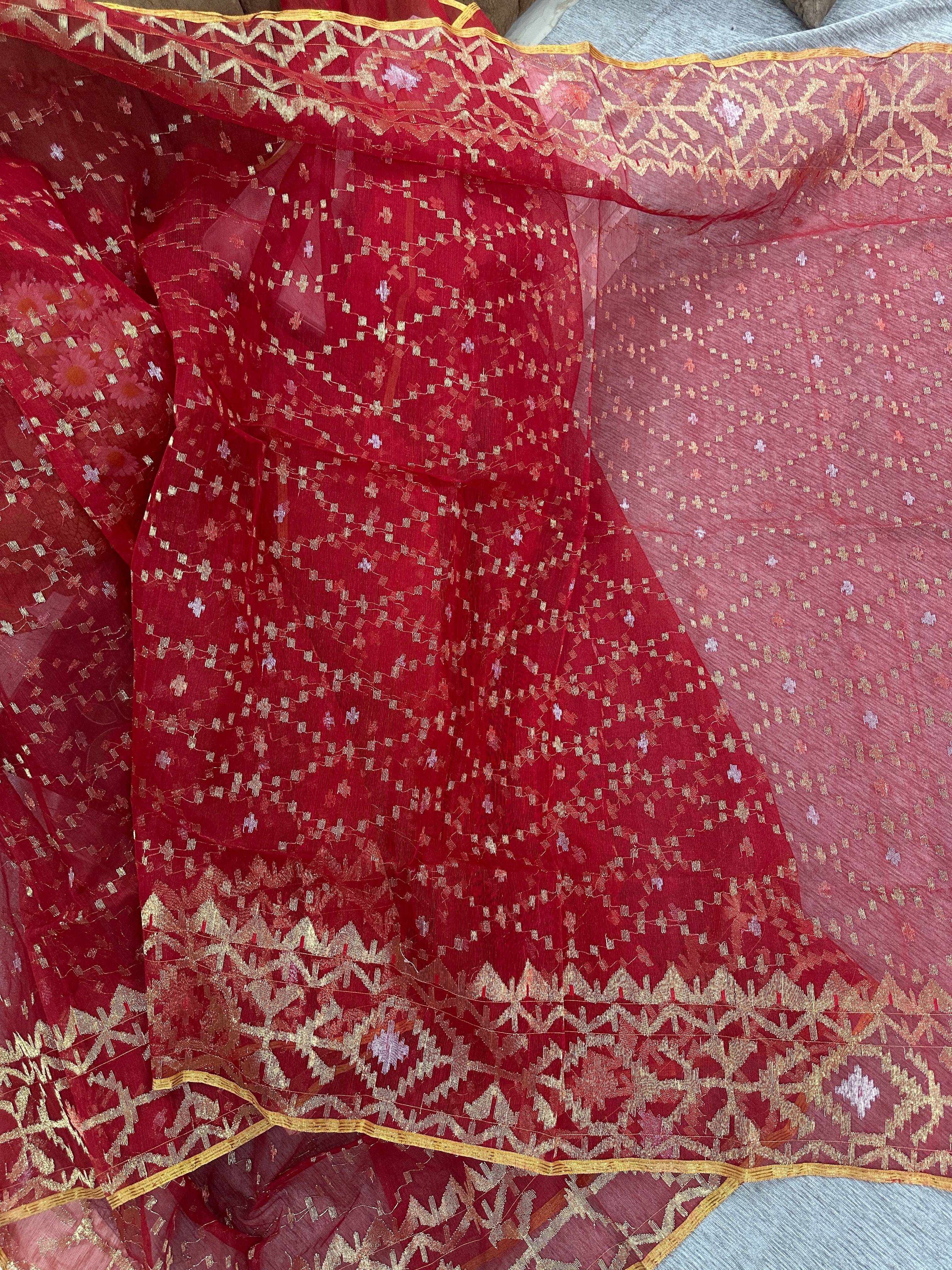 Bridal Red jamdani