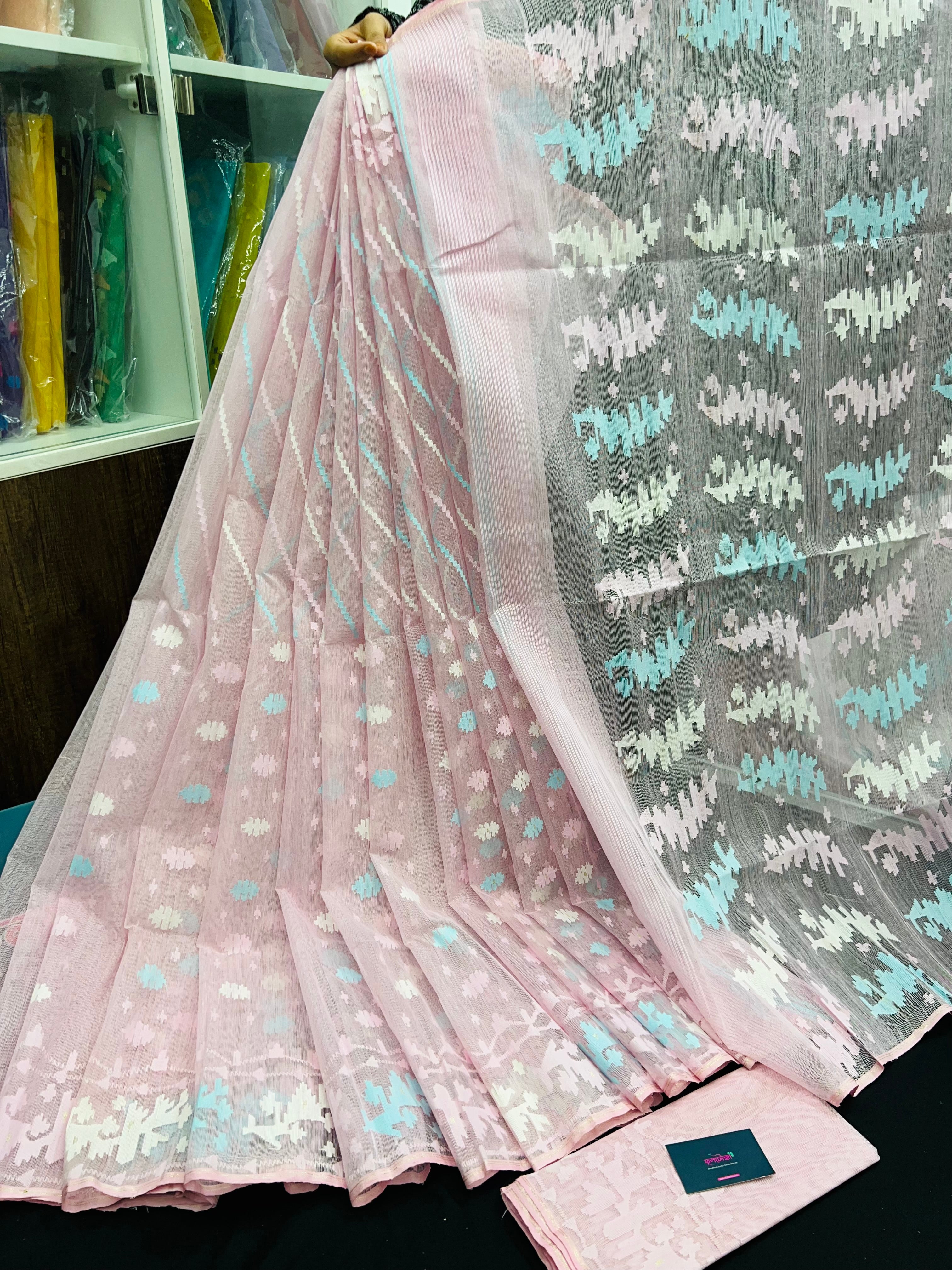 Pink Original Handloom Dhakai Jamdani