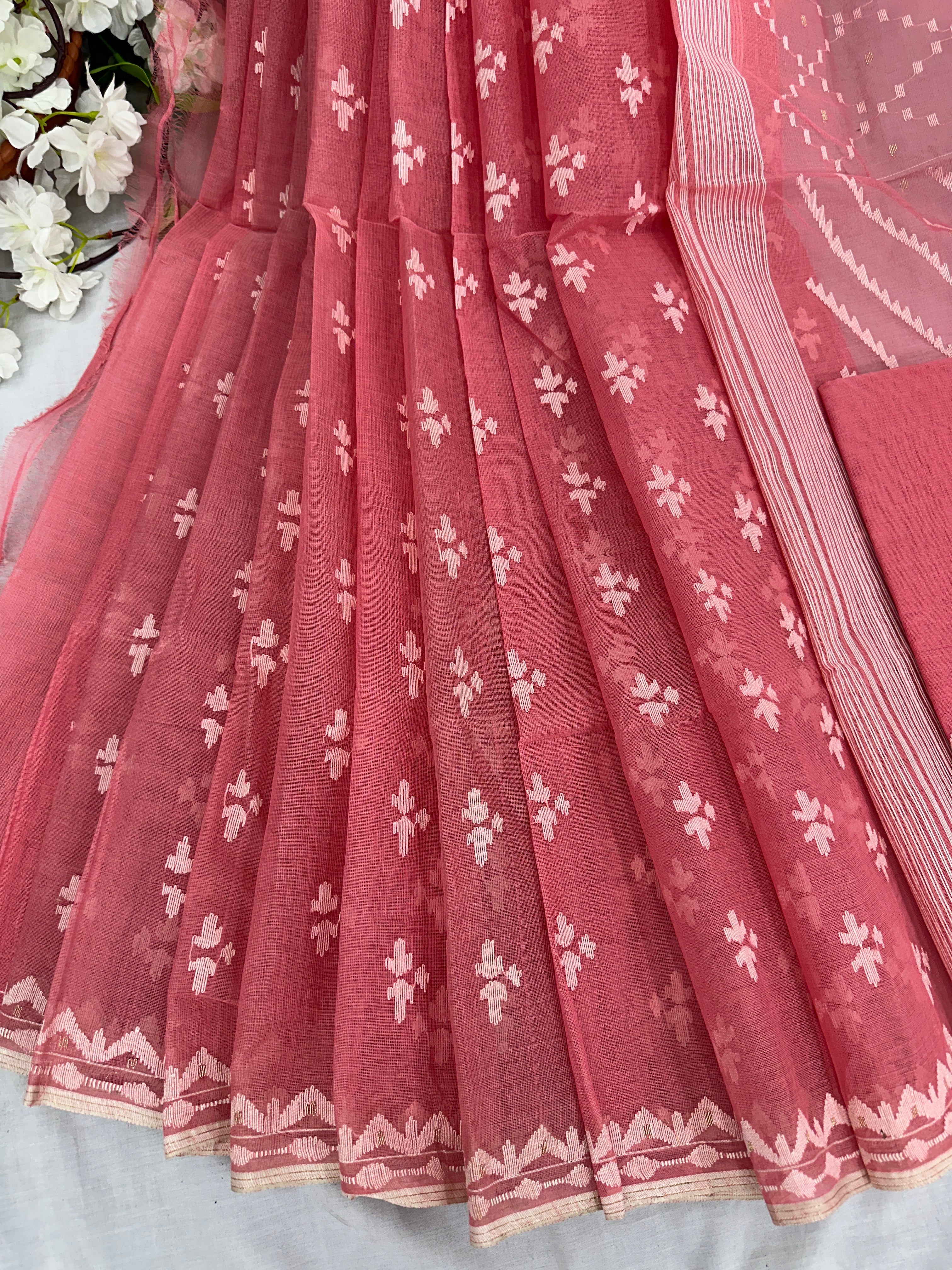 Pink jamdani