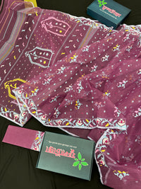 Unique Colour Jamdani Saree With Blouse Piece.