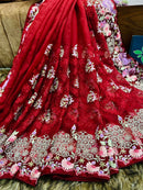 Maroon Muslin Saree
