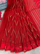 Red budget range halfsilk handloom jamdani saree with blouse piece
