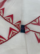White Jamdani Saree With Red Paar.