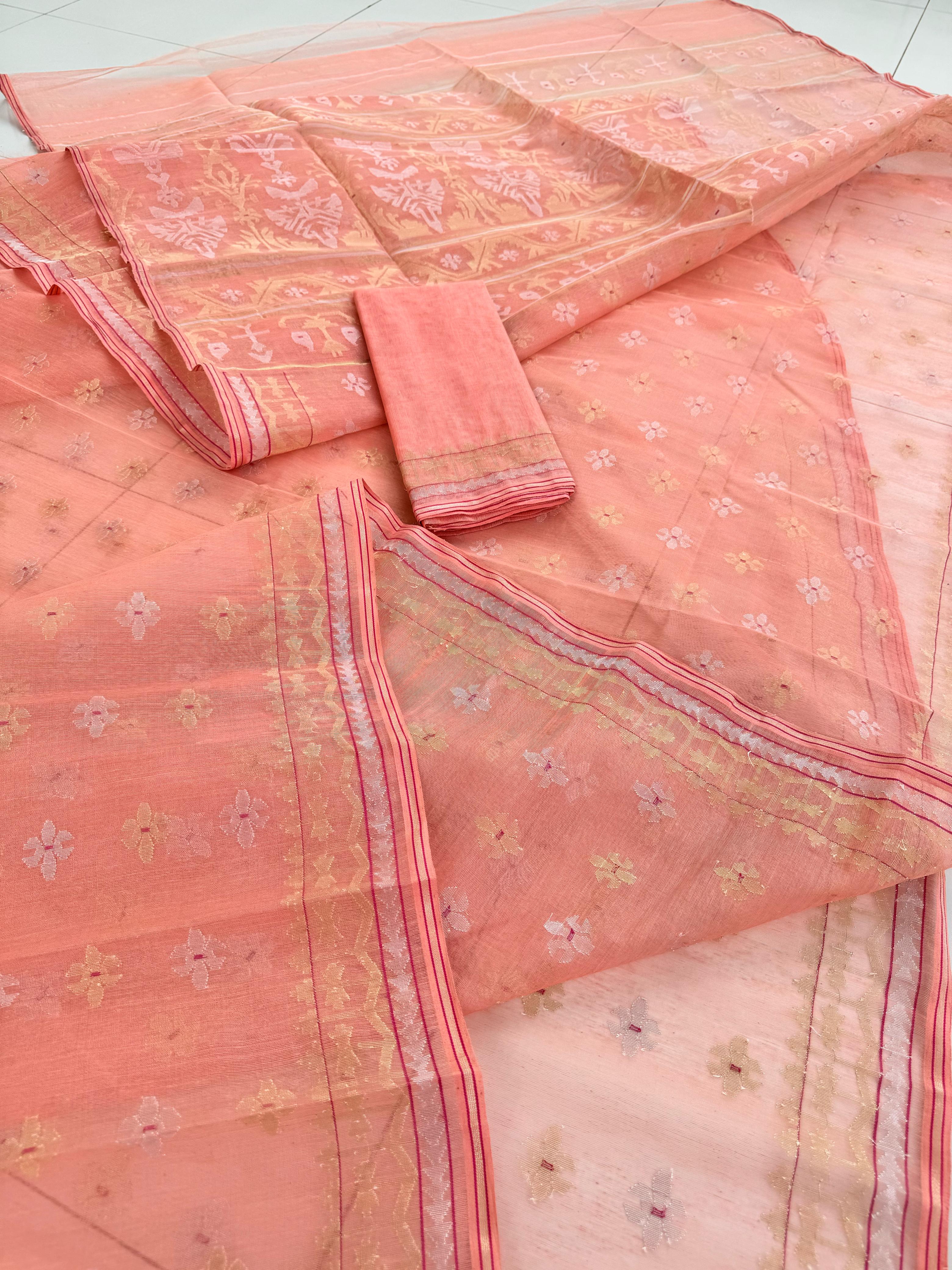 Exclusive Peace Colour Jamdani Saree.