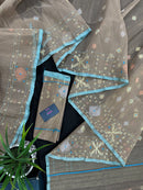 Dull Brown dhakai jamdani saree with golden silver & copper jori work all over work soft count