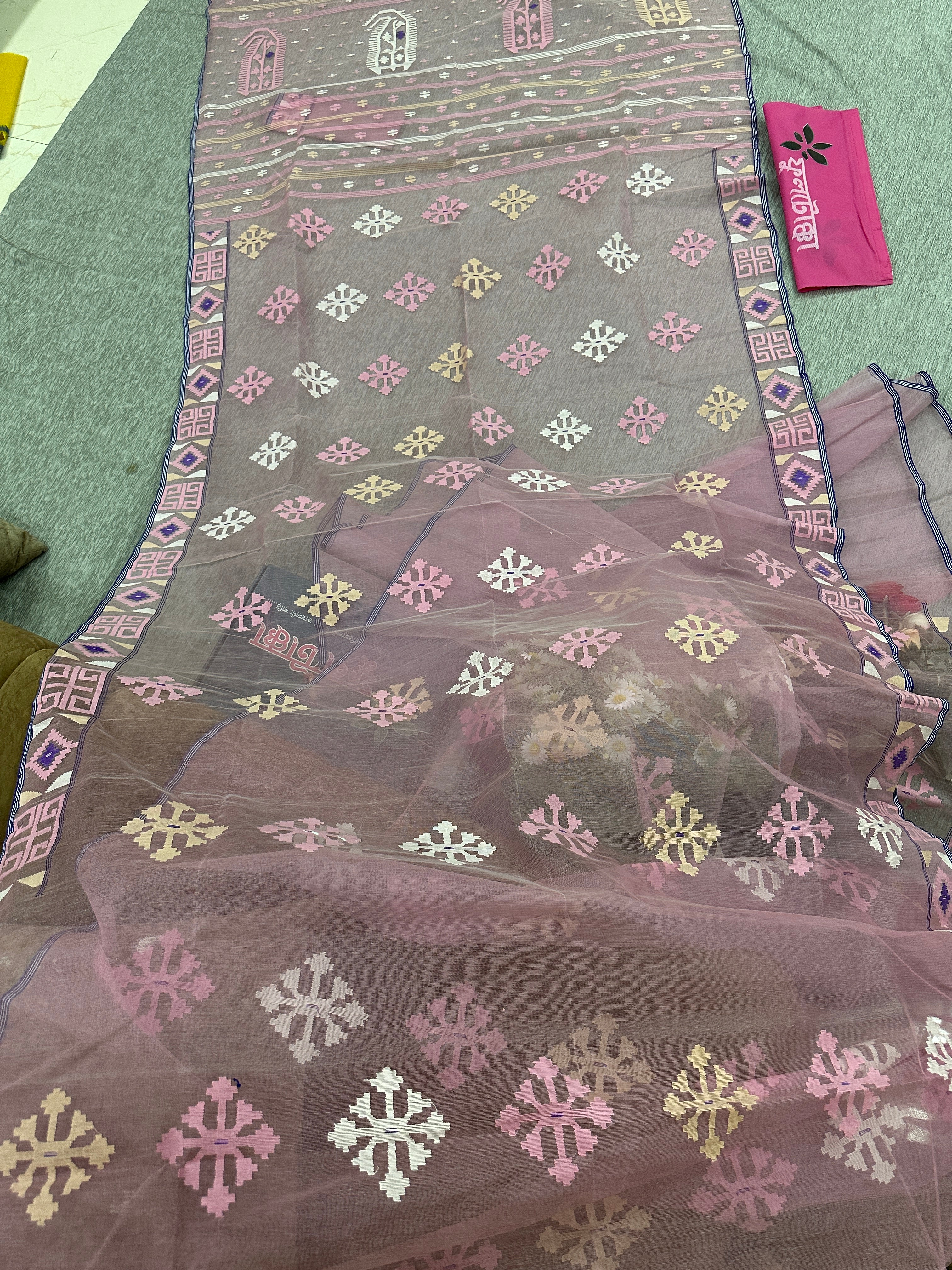 pink jamdani