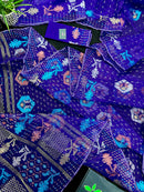 Dual Toned Purple Jamdani Saree With Golden Silver & Copper Jori Work.