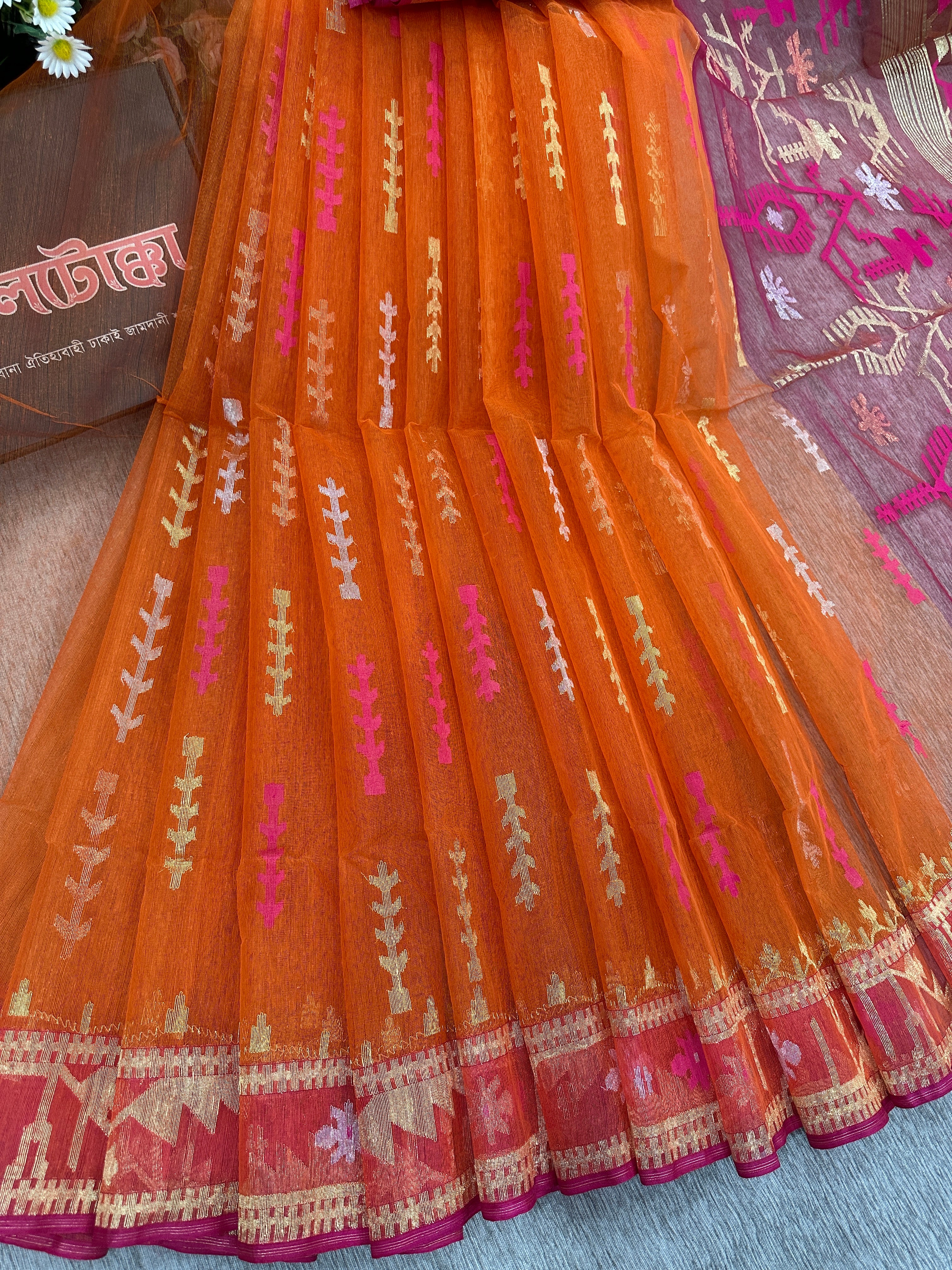 Orange Jamdani