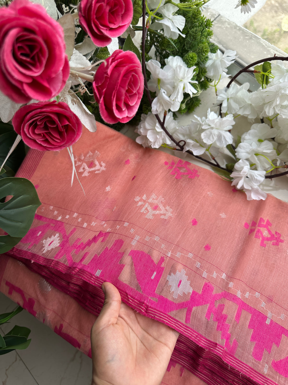 Pink jamdani