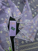 Lite lavender jamdani saree with golden silver copper jori work.