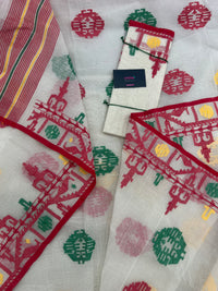 White multi cotton jamdani saree