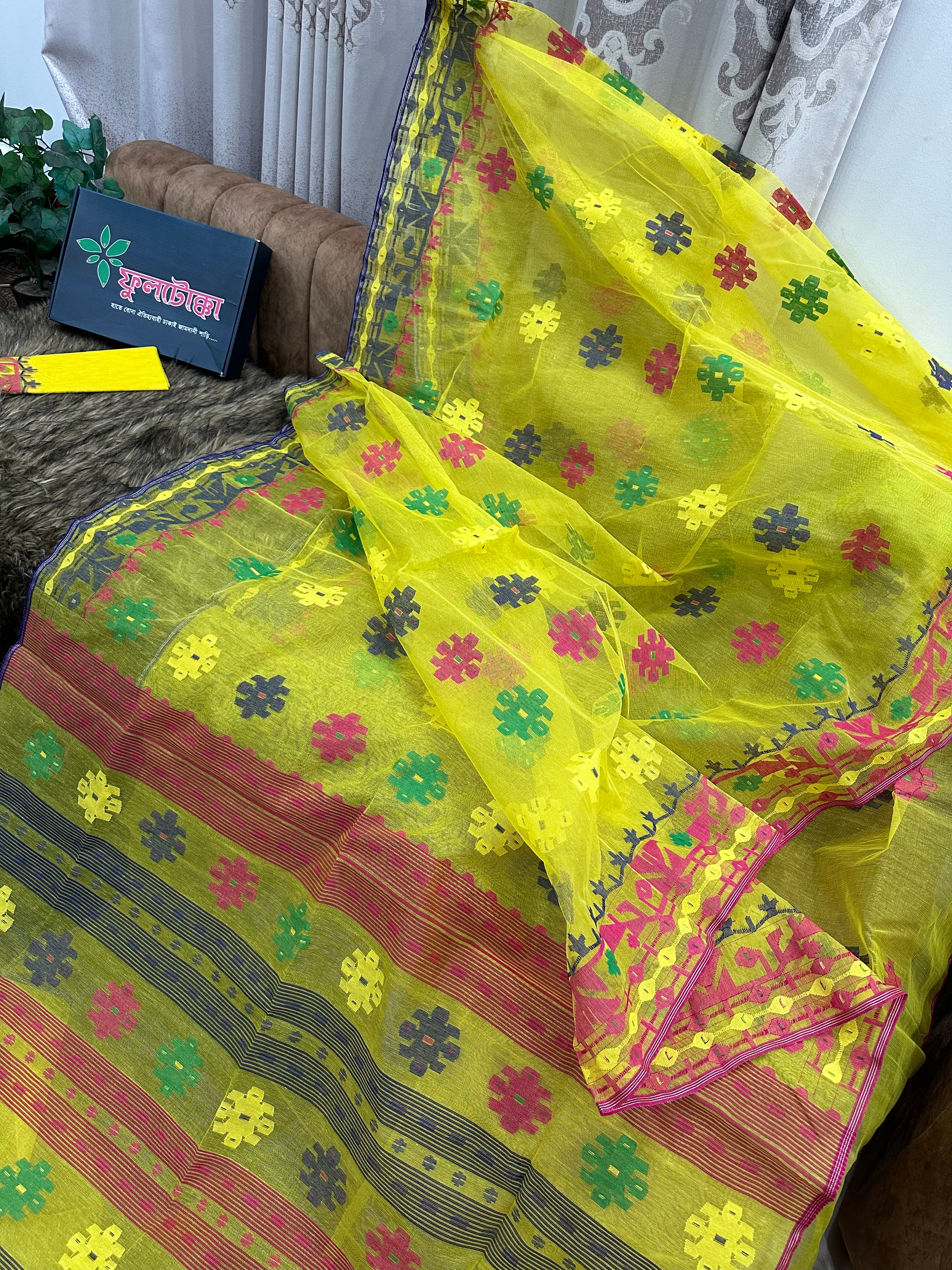 YELLOW WITH MULTI JAMDANI.