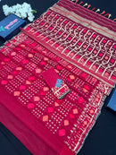 Red Bridal Original Handloom Hlfsilk Dhakai Jamdani Saree