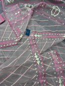 Nude Mauve Halfsilk Jamdani Saree With All Over Threads Work