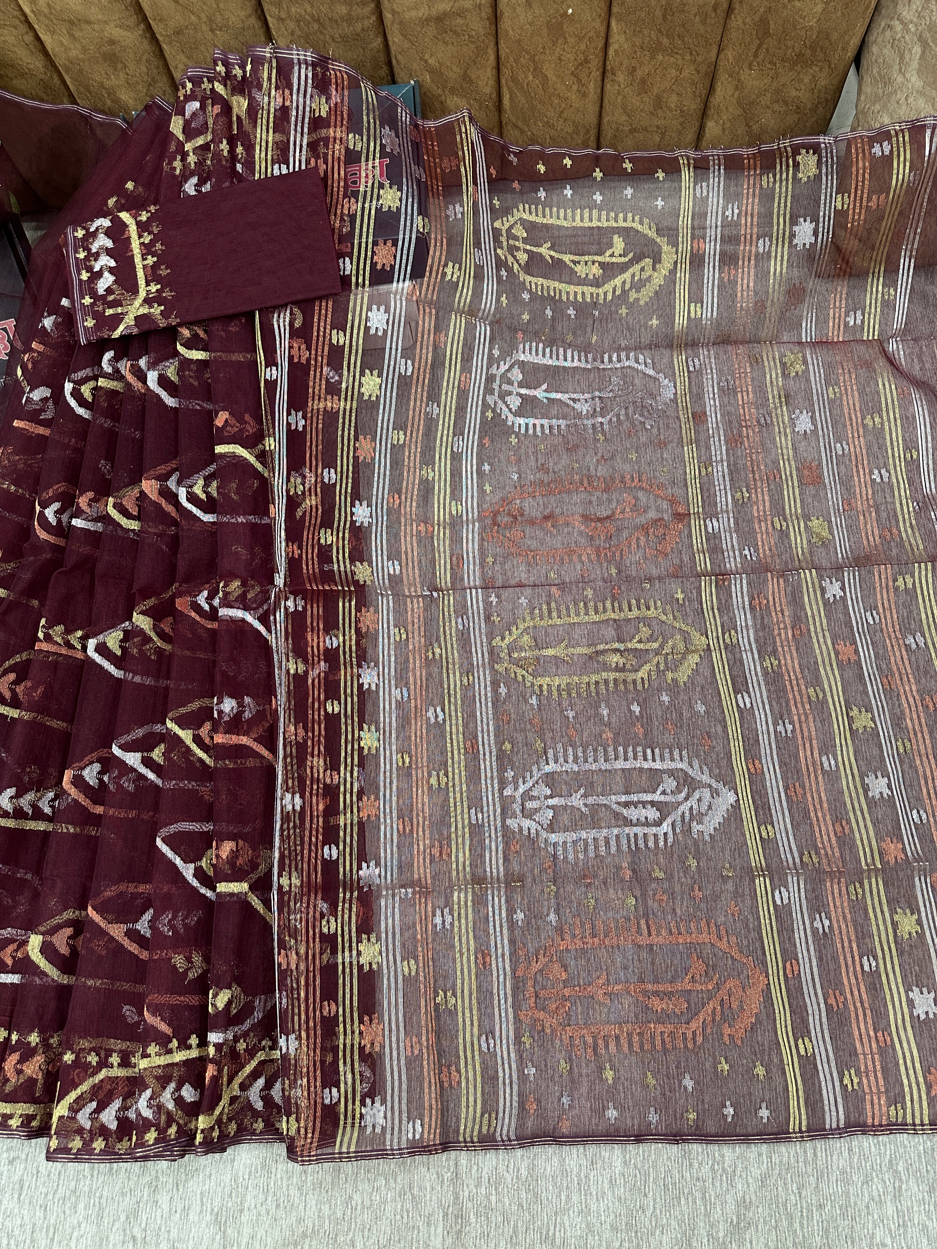 Maroon jamdani