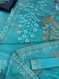 Ice blue exclusive halfsilk jamdani saree all over threads work