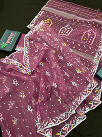 Unique Colour Jamdani Saree With Blouse Piece.