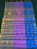 Tripple Shaded Original Handloom Halfsilk Dhakai Jamdani Saree With Multiple Threads Work