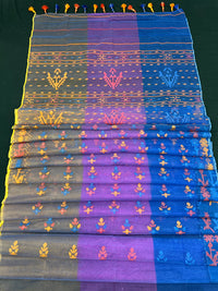 Tripple Shaded Original Handloom Halfsilk Dhakai Jamdani Saree With Multiple Threads Work