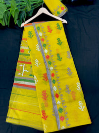 Vibrant yellow color jamdani With its intricate design and durable construction.