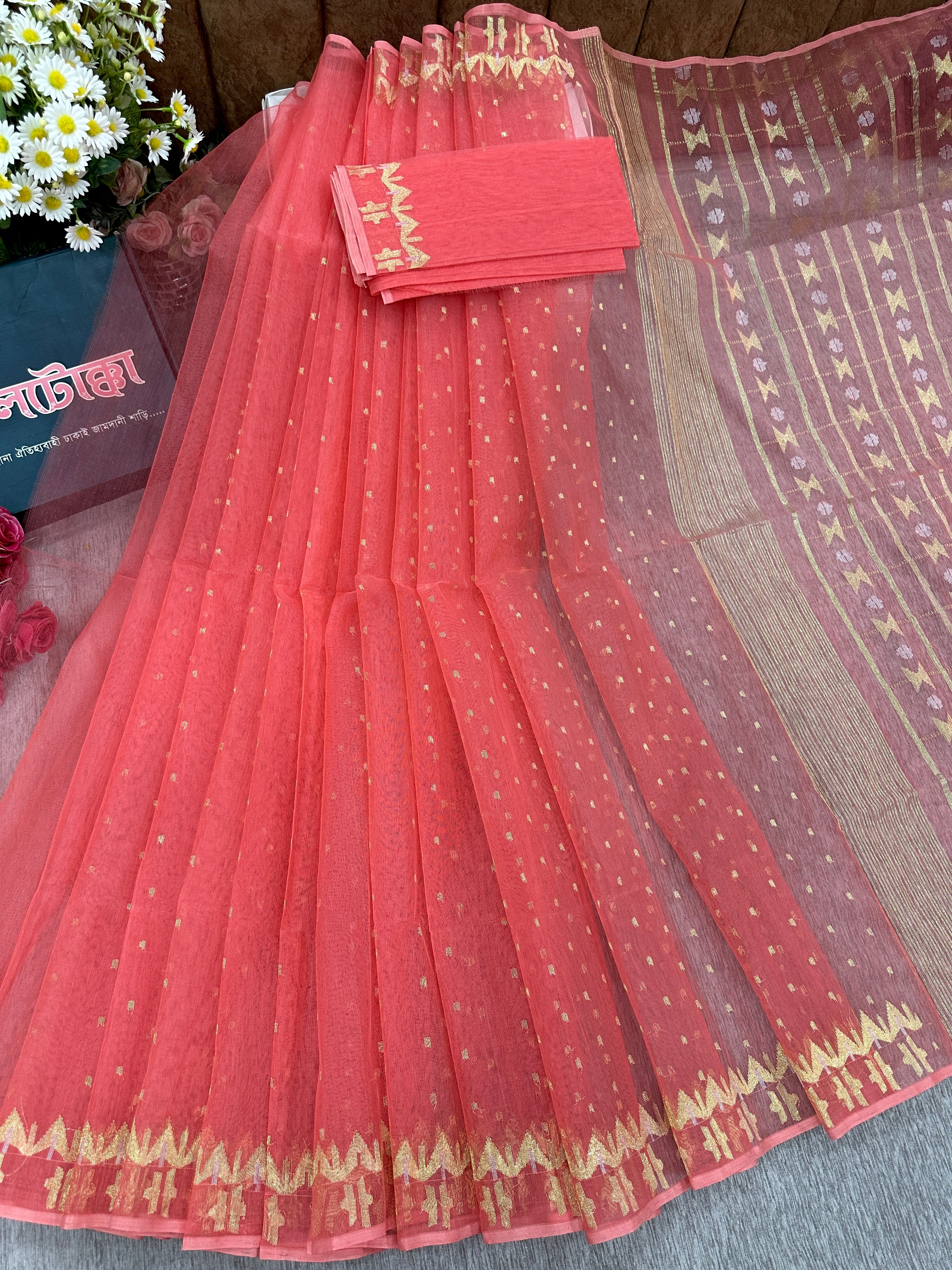 pink jamdani