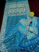 SEE BLUE DUAL TONED JAMDANI