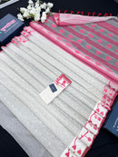 White & Red Original Handloom Cotton Dhakai Jamdani