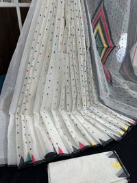 White cotton jamdani saree with multiple threads work