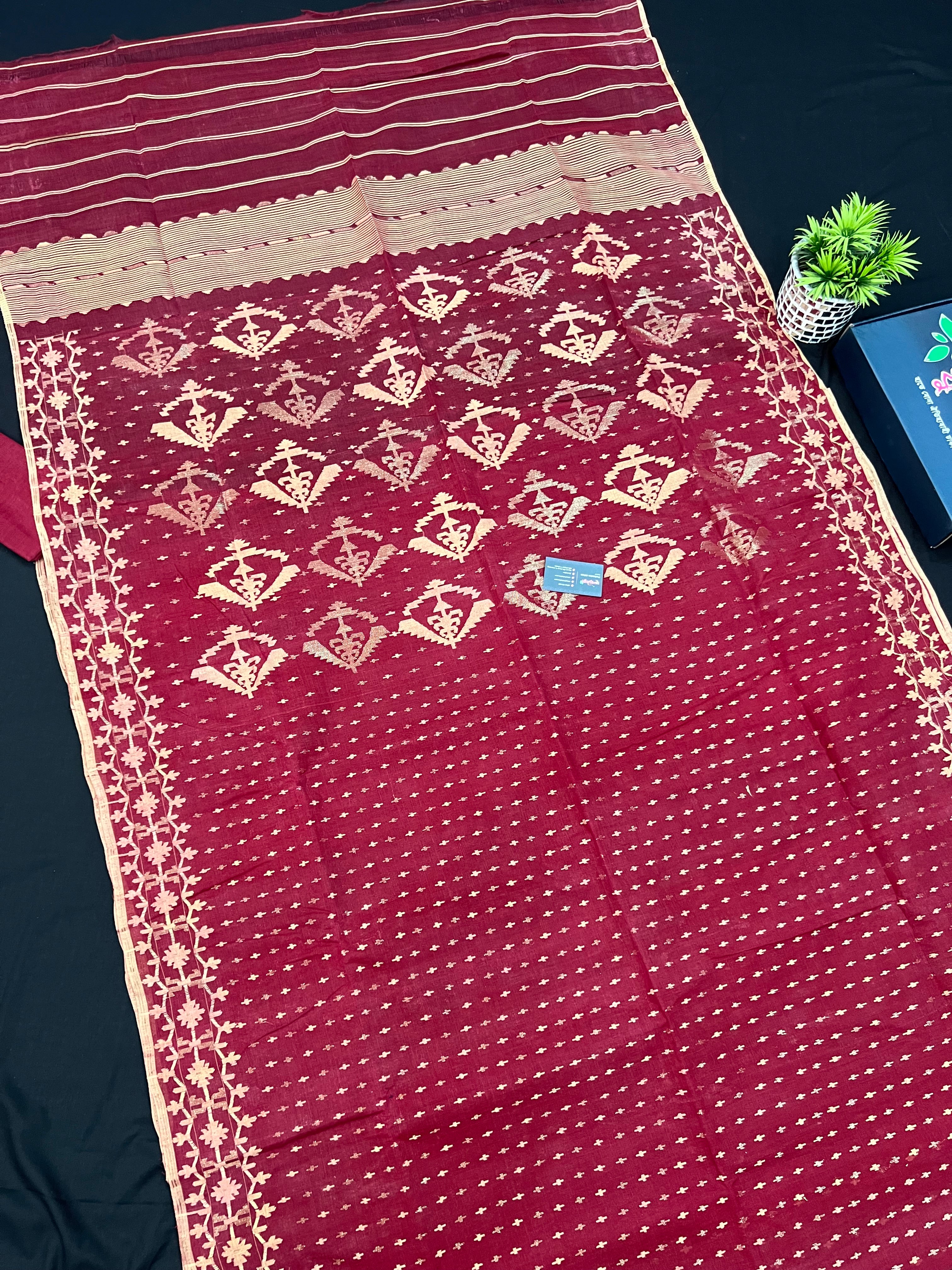MEROON COTTON JAMDANI.
