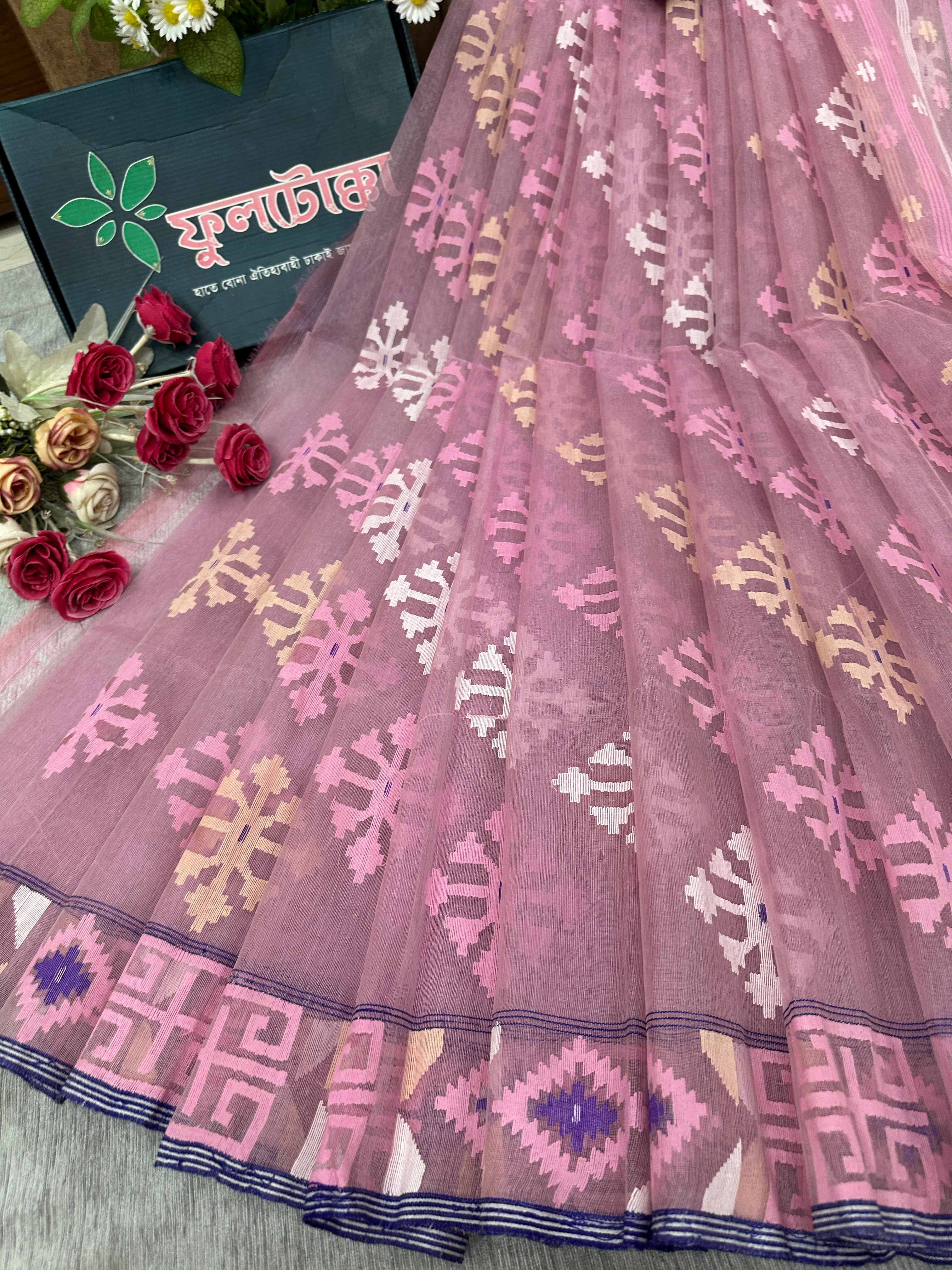 pink jamdani