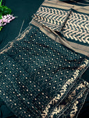 Black With Copper Jori Work  Jamdani Saree.